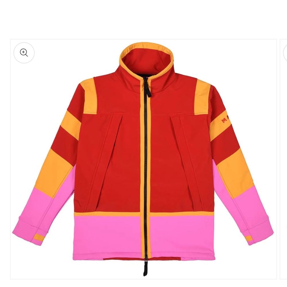 MAKE Leopold Zip Front Colorblock Jacket Red Pink Yellow small